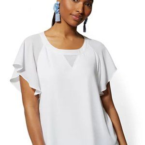 FLUTTER-SLEEVE BLOUSE - Medium